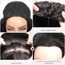 Megito 26inch Curly Half Wig For Women, 3 In 1 Hair Wig Human Hair Mixed Synthetic, Soft Natural Human Hair Feel, Lightweight Beginner Friendly, Daily Wear/Vacation/Travel - Black - View 6