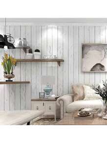 1pc Black And White Wood Grain Contact Paper, Peel And Stick Wallpaper, Vinyl Film, Self-Adhesive Removable Waterproof, Wood Texture Wallpaper For Wall, Countertop, Cabinet Decor