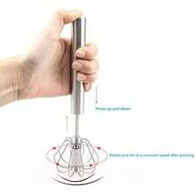3/2/1 Pc Set Stainless Steel Semi-Automatic Egg Beater, Rotary Design Effortless & Efficient, Suitable For Whipping Cream & Eggs, Multipurpose Home Manual Whisk Tool, Durable & Easy To Clean