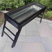 Barbecue portable et pliable avec hauteur réglable et étagère latérale intégrée - barbecue extérieur en métal robuste pour la cour, le camping, les pique-niques - design de rangement compact, housse de barbecue pour l'extérieur, finition en peinture aérosol durable