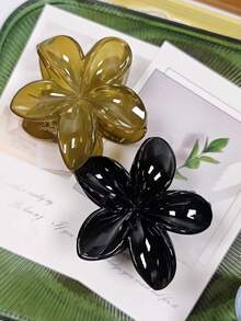 大号花朵图案发夹，时尚、优雅、简约，用途广泛，适合日常、休闲、派对、通勤、度假、马尾辫、发髻发型、洗脸、淋浴、化妆、夏季服装配饰 - 彩色 - 查看 4