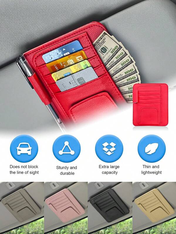 1pc Auto Car Sun Visor Organizer, Visor Holder, Car Sun Visor Multi-Pocket Storage Organizer, Car Truck SUV Storage Pouch Holder, Multifunctional Auto Interior Accessories Storage Pocket Sun Visor Pouch For Sunglasses, Document, Card, Pen, Driver License
