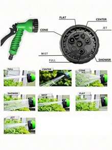 1 Piece / 7.6 Meters - 1 Hose + 1 Nozzle / 15.2 Meters - 1 Hose + 1 Nozzle / 30.5 Meters - 1 Hose + 1 Nozzle, Green Garden Hose Gun, Flexible High Pressure Sprayer For Car Washing, Suitable For Garden, Retractable Multifunctional Water Gun
