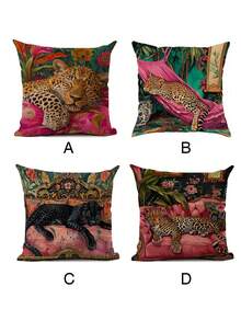 1/2/4pcs Vibrant Leopard Print Polyster Throw Pillow Cover, 17.7x17.7 Inch - Durable, Machine Washable With Zip Closure, Contemporary Style Decorative Cushion Case For Living Room & Bedroom Sofas, Throw Pillows For Couch,Fall Decor,Autumn Decor,Room Decor - Multicolor - View 5