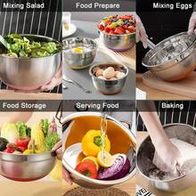 HIHEGD Mixing Bowls With Airtight Lids, 7pcs Stainless Steel Nesting Colorful Mixing Bowls Set Non-Slip Silicone Bottom, Size 7, 5.5, 4, 3.5, 2.5, 2, 1.5 Qt, Perfect For Mixing & Serving On Thanksgiving & New Year's Eve - 7pcs Multicolor - 查看 6