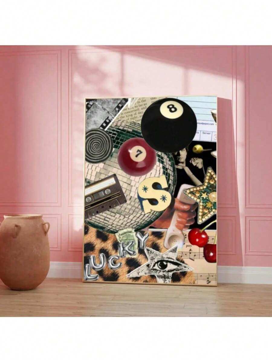 1Pc 8 Ball Pool Poster, Lucky You Poster, Fashion Patchwork Poster, Magazine Cover, Retro Canvas Print, Room Decor, Retro Bar Modern Living Room Bedroom Teen Girl Room Decor Frameless Painting Stickers Home Decor Wall Decor Bedroom Decor Bathroom Decor Home Decor Kitchen Decor Wall Art Canvas Painting Poster Wall Art Picture Cinema Room Home Bedroom Decoration