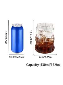 1 pieza Taza resistente al calor de 530ml/18.65oz Taza de vidrio transparente de alta borosilicato, taza con pajita, vaso asimétrico de bebida, vaso de agua transparente ondulado, vaso de bebida acanalado, vaso de cóctel con forma de onda, vaso para café helado con forma de calabaza