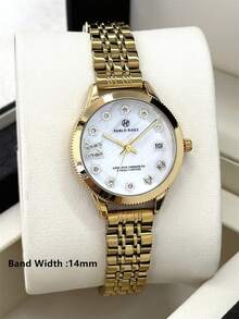 Pablo Raez 1 件 18K 金珠宝女士手表不锈钢金色顶级 AAA 品质夏季配饰复古女士手表奢华正装手表 IPS IPG 镀层优雅全新特别独特华丽设计石英手表时尚白色外壳表面 - 均碼 - 查看 6