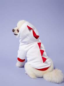 PETSIN 1 Áo hoodie thiết kế khủng long cho thú cưng - Ấm áp và sáng tạo cho mùa thu, đông và đầu xuân; Thích hợp để mặc hàng ngày, đi dạo ngoài trời, đi chơi gia đình, tiệc tùng, lễ kỷ niệm ngày lễ, sự kiện theo chủ đề và chụp ảnh quyến rũ; Áo hoodie lấy cảm hứng từ khủng long, thêm nét vui nhộn và cá tính cho tủ đồ của thú cưng. - Đỏ và trắng - Xem 2