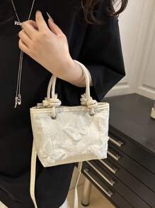 Mini Women Shoulder Bag, Embroidered 3D Butterfly Bucket Bag, Stylish Artistic Crossbody Bag For Women