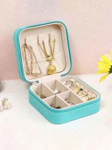 1 Stück tragbares Schmuckfach, kleine Schmuckboxen für Frauen, einfache Schmuckorganizer für Zuhause, Reiseorganizer, feines Mini-Aufbewahrungsbox für Ohrringe, Reise-Schmuckkoffer mit Reißverschluss für Ohrringe, Ringe, Halsketten, Armbänder, tragbare Make-up-Tasche, süße Kosmetiktasche, Schul-Essentials, unvergessliche Geschenke zu Feiertagen, Brautjungfern-Geschenke und Reise-Essentials, doppelschichtiger tragbarer Mini-Ausstellungskoffer, Reise-Zubehör, Strand-Sommer für Frauen, Aufbewahrungsorganizer, Reise-Essentials, Schul-Essentials