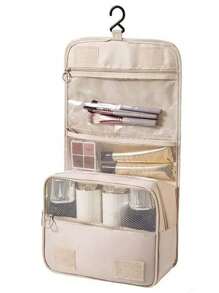 1pc Hanging Toiletry Bag With Hook, Cosmetic Bag,Make Up Bag,Portable Travel Organizer For Business Trip, Foldable Cosmetic Bag With Handle, For Makeup Tools, For Bathroom, For Travel, For College Dorm, Nylon, Fashion, For Women, For Men, Gift For Mom, Dorm Essentials Travel Essentials Travel Accessories Back To School Purse Summer Beach Bag Car Accessories Travel Bag Vacation Holiday