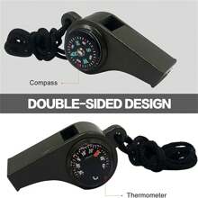 3-In-1 Emergency Survival Whistle With Compass And Thermometer - Perfect For Camping, Hiking, Outdoor Adventure, Referee And Cheerleader