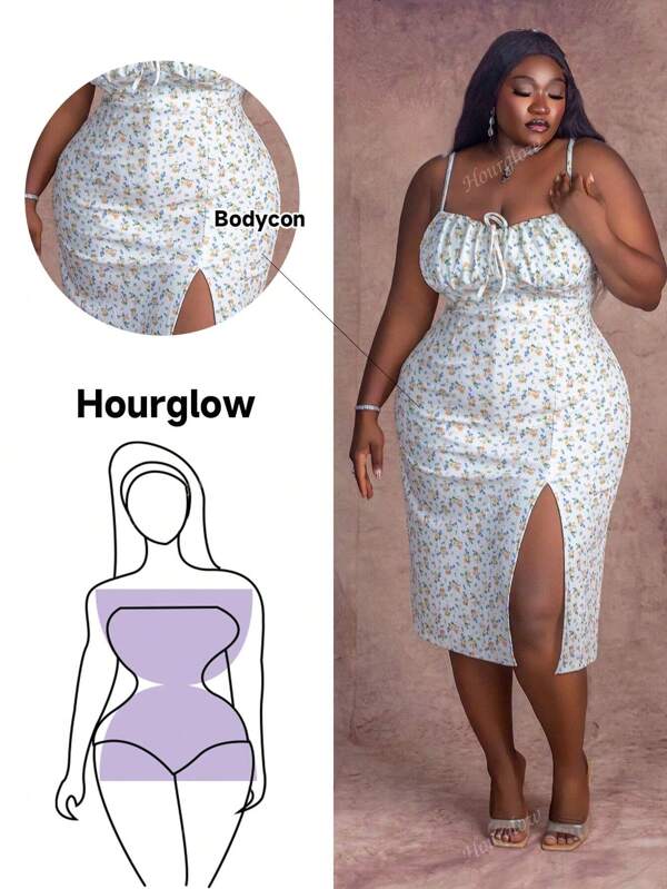 Plus Size Ditsy Floral Print Strappy Dress, Summer