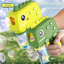 1 PIEZA Adorable pistola de burbujas de dinosaurio de dibujos animados, sin pilas necesarias, presiona continuamente para hacer burbujas, adecuado para juegos de interiores y exteriores para niños, adecuado para que los niños presionen, juego de burbujas, diversión con burbujas, casa de burbujas
