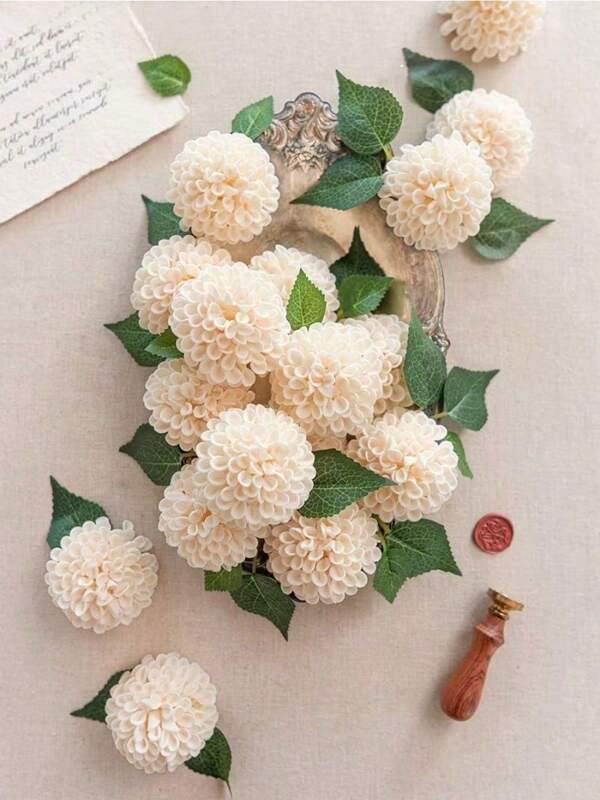 10/20/25 pièces Dahlia artificiel Mariage Faux Mousse DIY Décoration de mariage Centre Pièce Arrangement Bouquet Décoration de fête (Sac OPP sans boîte)