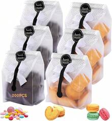 100 Piezas de Bolsas de Plástico Translúcido para Galletas y Dulces - Blanco - Ver 1