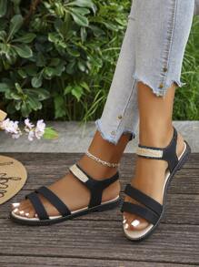 1 par de sandalias planas casuales cómodas y antideslizantes para adolescentes/niñas en verano