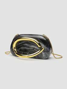 1 Piece Acrylic Clutch Bag, For Valentine's Day, Comfortable And Fashionable, Elegant Handbag, Personalized Gift Option, 2025 Accessory, Fashion Style Suitable For - 黑色 - 查看 2