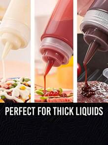 3/5/8-Piece Plastic Squeeze Bottle, 8-Ounce Leak-Proof Condiment Container For Ketchup, Mustard, Mayonnaise, Syrups, Sauces, Seasonings, Oils And Honey - Red, Yellow And White Liquid Dispensers For Ketchup Squeeze Bottles With 100% Waterproof Label