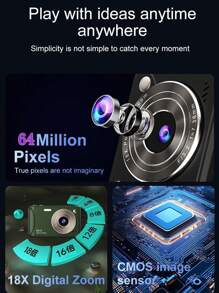 New Popular 2.4 Inch HD Digital Camera For Students Cheap Video Camera With 64MP IPS Screen 18X Zoom CMOS Sensor For Boyfriend And Girlfriend