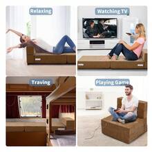 Lilypelle 6" Extra Thick Folding Sofa Bed, Tri Folding Floor Mattress, Sofa Futon Folding Chair Bed, Portable Floor Beds Folding Couch For Playroom - 棕色 - 查看 7