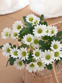 1 bouquet de fleurs de marguerites artificielles orange et blanches, multicolores, sans vase, convenant à la décoration d'intérieur, d'hôtel, de fête pour toutes les saisons, la décoration d'automne