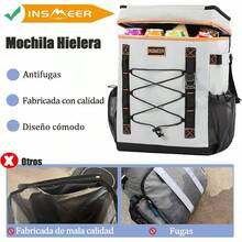 INSMEER - Enfriadores de Mochila, 50 Latas/30L, Mochila con Aislamiento a Prueba de Fugas e Impermeable, Enfriador de Almuerzo con Aislamiento Portátil, Ligero y Suave para Camping, Viajes - gris - Ver 3