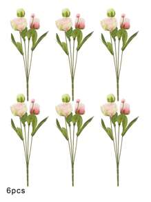 3/6/10pcs Artificial Flowers, Fake Peony Flowers Silk Flower Arrangements Decorations Plastic Flower Bouquet Decor Wedding Table Centerpieces, Artificial Peony Silk Flower Leaf Home Office Wedding Party Festival Bar Decor, Wedding Filler Flowers For DIY Cream Bouquets, Centerpieces, Bridal Shower Decorations & Arrangements
