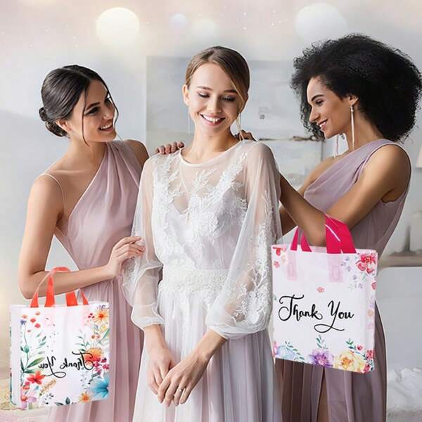 10pcs Thank You Gift Bag Birthday Wedding New Women Foldable Shopping Bag Reusable Tote Pouch Large Shopper Bags Travel Grocery Shopping Bags