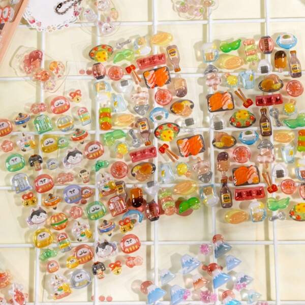 3 Pcs Random Japanese Style Delicious Food Cartoon Drop 3D Relief Journal Decorative Stickers Scrapbooking Phone Stickers Stationery