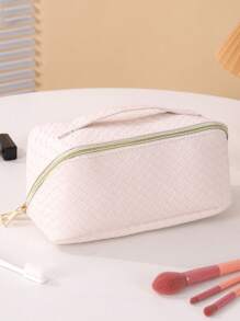 1 Stück einfache Kosmetiktasche zum Reisen, Aufbewahrungstasche für Kosmetik, tragbare Kulturtasche für unterwegs, modische Handtasche für täglichen Gebrauch und Reisen, Aufbewahrungstasche für Reiseutensilien, aus PU-Material, Kulturtasche, Aufbewahrung für Makeup-Pinsel, Reisezubehör, Schultasche, Reisetasche für Frauen, Kosmetiktasche für Reisen