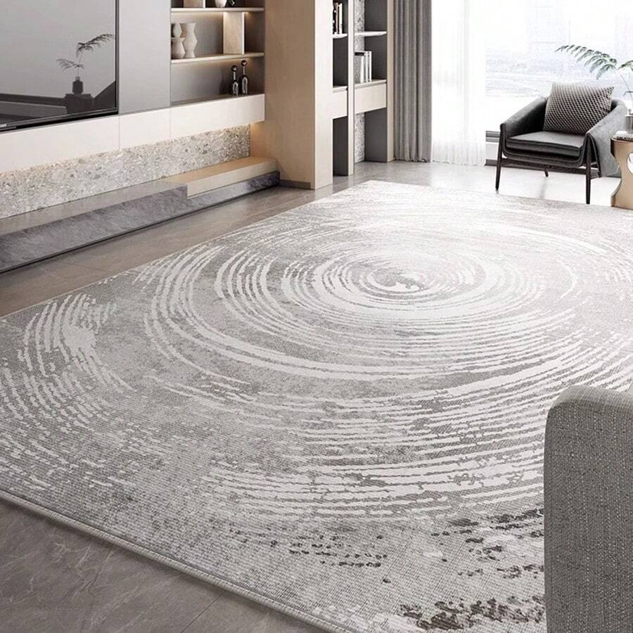 This Large, Modern, Luxury Spiral Circular Line Art Floor Mat Is Crafted From Crystal Velvet With A Rubber Bottom For Anti-Slip And Machine Washability. The Upgraded Thick And Dense Material Resists Fading, Making It Ideal For Living Rooms And Bedrooms. The Navy Blue And Gold Accents Are Perfect For Christmas, Thanksgiving, Easter, Mother's Day, Father's Day, And Other Holidays. Room Decor Bathroom Accessories Back To School Entryway Decor Bathroom Kitchen Decor - Multicolor - View 1