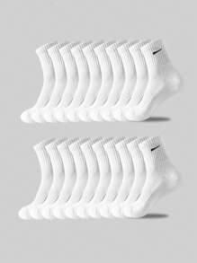 10 paires/20 paires de chaussettes décontractées pour hommes, chaussettes mi-mollet, chaussettes blanches, chaussettes d'hiver, chaussettes noires, désodorisantes, de sport, respirantes, absorbant la transpiration/Deux styles au choix (fines/épaisses)