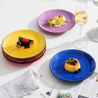 vancasso 6 Pieces Dinnerware Set, Multicolor Set, Bright Color, Dessert Plate, 18.8cm -  Service For 6 People
