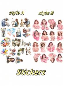 16 pezzi Forniture per artista di pittura ad acquerello/Adesivi carini per ragazze per fai da te, scrapbooking, album, planner, diario, cartoleria vintage adatta per collage, diario, quaderno, computer, forniture scolastiche fai da te, ritorno a scuola