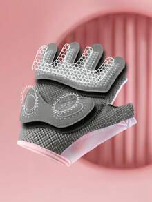 1 Pair New Sports Gloves, Women's Non-Slip Shock-Absorbing Wear-Resistant Callus-Preventing Fitness Gym Weightlifting Half Finger Gloves - Pink - View 4