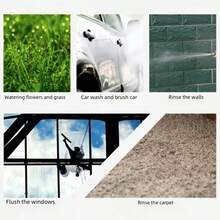 1 Stück Hochdruck Gartenschlauch Set mit 3X ausdehnbarem Rückzugsschlauch - aus strapazierfähigem Gummi, mit europäischen und amerikanischen kompatiblen Anschlüssen, geeignet für Outdoor-Reinigung & Autowäsche, Autowaschaccessoires, multifunktionales Garten Set, elastisches Schlauchdesign, Gartenschlauch