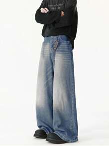 1 Stück Herren Mode lässige weite Jeans im Vintage-Stil, ausgewaschen