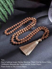 Colar de rosário com contas de rudraksha de 7-8 mm, japamala, 108 contas mala, meditação, ioga, joia abençoada para mulheres e homens, estilo retrô