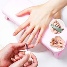 1pc Foldable Nail Pillow With Heightening Design, Built-In Nail Lamp, Plastic Armrest Pad For Nail Salon, Simple Style Hand Desk Pad, Light Luxury Nail Accessory Support Bracket, Portable And Foldable
