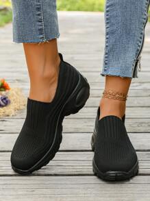 Baskets en maille de couleur unie pour femmes, baskets de sport confortables à lacets rehaussants, respirantes et décontractées, chaussures basses confortables