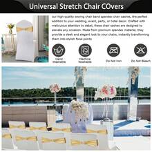Metallic Chair Cover Gold Spandex Chair Sashes - 50pcs Premium Stretch Bows With Buckle Slider, Universal Elastic Bands For Wedding Party Banquet Decoration Decorative Bow, Smooth Texture,Elegant Stretchable Satin-Like - 金色 - 查看 5