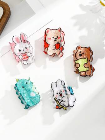 New Arrival Hot Selling Cute Mini Dinosaur, Rabbit, Bear Claw Hair Clips, Lovely Hair Claw For Buns, Hair Accessories, PVC Plastic, Suitable For Spring, Summer, Autumn, Winter