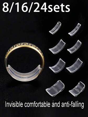 透明戒指尺寸调整器，隐形戒指尺寸调整器，女士手指松动戒指尺寸缩小隐形贴纸透明 DIY 缝纫珠宝工具套装松动戒指调节器套装 - 适合结婚戒指和珠宝舒适度