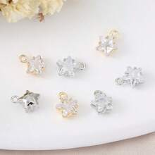5 Pieces DIY Star Zirconia Pendants, Copper Plated With 18K Available In Gold And Silver Options, Cute Bear Accessory For Making Earrings, Necklaces, Bracelets, Anklets, Can Be Worn Daily Or Given As A Gift To Friends.