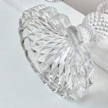 Glass Candle Holder, Crafted With Glass Material Through Precise Cutting Technique. Minimalist And Modern Style, Transparent And Colorless, Cylindrical Exterior With Carved Floral Details, Suitable For Candle Placement, Applicable For Candlelight Dinners, Weddings, Anniversaries And Other Occasions.