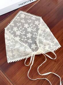 1 Stück eleganter Damenschal/Kopftuch mit Blumen-Spitze, doppelt verwendbar als Deko, Outfit-Accessoire, Haarband, passend zu Kleidern, Alltagsoutfits, Boho-Stil Haarband Turban Stirnband Schweißband