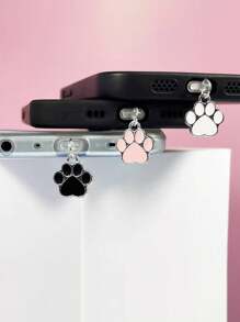 Accessorio a forma di cuore per antipolvere per telefono, con ciondolo a forma di artiglio di gatto carino