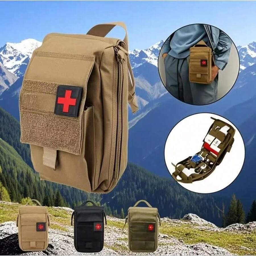 Bolsa de primeros auxilios de nailon 1000D, organizador de suministros médicos, bolsa táctica de estilo desmontable y multifunción (artículos de primeros auxilios no incluidos) - Multicolor - Ver 1
